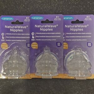 BNIB Lansinoh NaturalWAVE Silicone Baby Bottle Nipples - Bundle Of 3 Packs